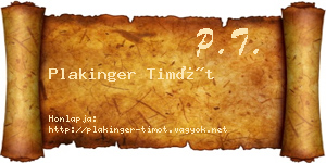 Plakinger Timót névjegykártya
